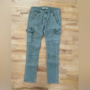 Olive Green Cargo Skinny Pants